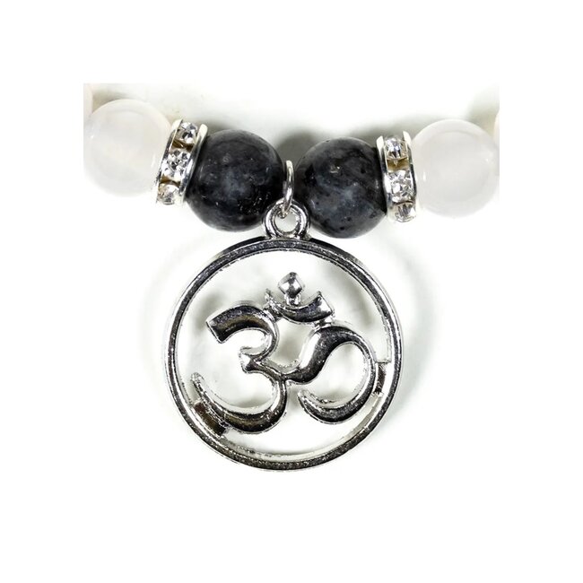 Sieradenset Armband Oorbellen Labradoriet Witte Agaat
