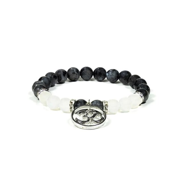 Sieradenset Armband Oorbellen Labradoriet Witte Agaat