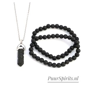 PuurSpirits Sieraden Set  met Zwart Lavasteen