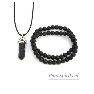 PuurSpirits Sieraden Set  Zwart Lavasteen