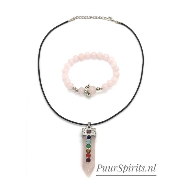 Rozenkwarts - Sieraden Set - 7 Chakra