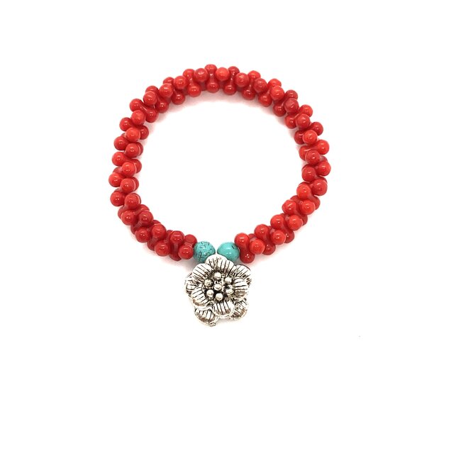 Sieradenset Rood Koraal Armband Ketting met Hanger