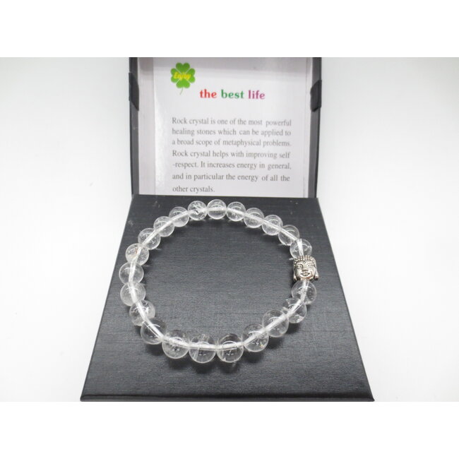 PuurSpirits Bergkristal  Armband met Boeddhahoofd