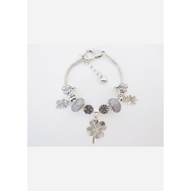 PuurSpirits Pandora Style Armband Klavervier Zilverkleur