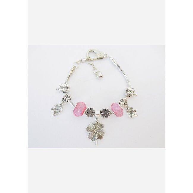 Pandora Style Armband met Klavervier Bedels