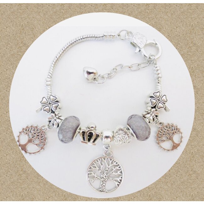 Armband Zilverkleurig met Levensboom Bedels
