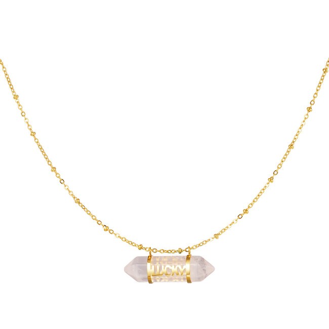 Ketting Rozenkwarts Edelsteen Goudkleurig Lucky