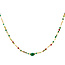 Ketting met Groene Kralen en Parels Goudkleurig