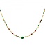 Ketting met Groene Kralen en Parels Goudkleurig