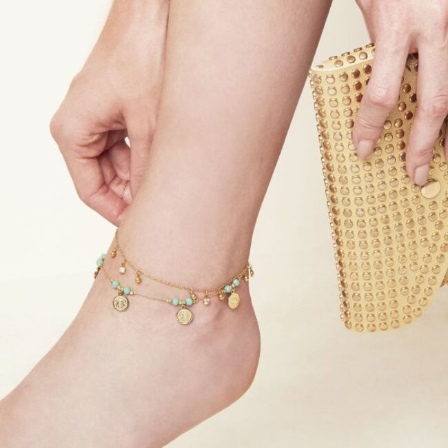 PuurSpirits Enkelband Ancient Coin Goudkleurige