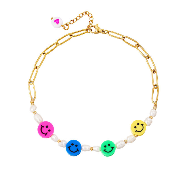 Enkelbandje met Smiley Bedels Goudkleurig