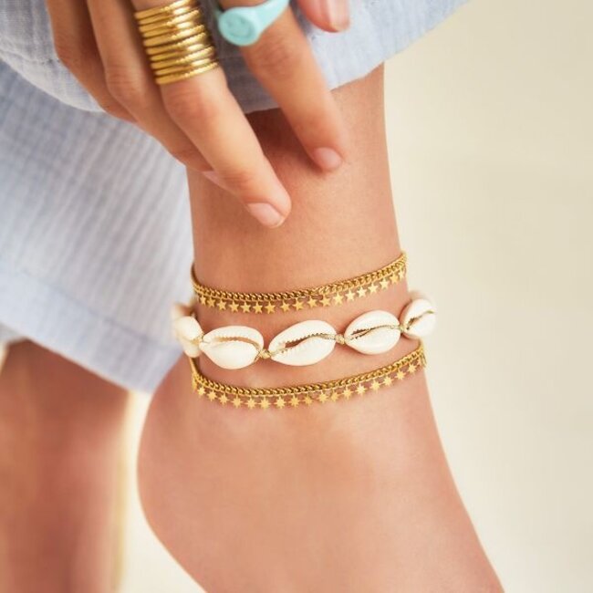 Zilverkleurige Enkelbandje met Sterretjes