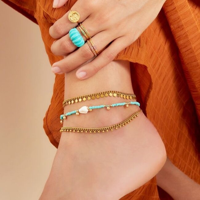 PuurSpirits Goudkleurige  Enkelbandje met Bolletjes