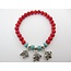 Rood Koraal Armband met Olifanten Bedels