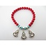 Rood Koraal Armband met 3 Boeddha Bedels