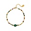 Ketting met Groene Kralen en Parels Goudkleurig