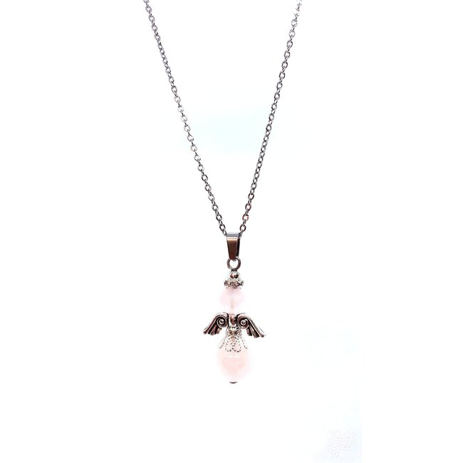 PuurSpirits Rozenkwarts Hanger Engeltje