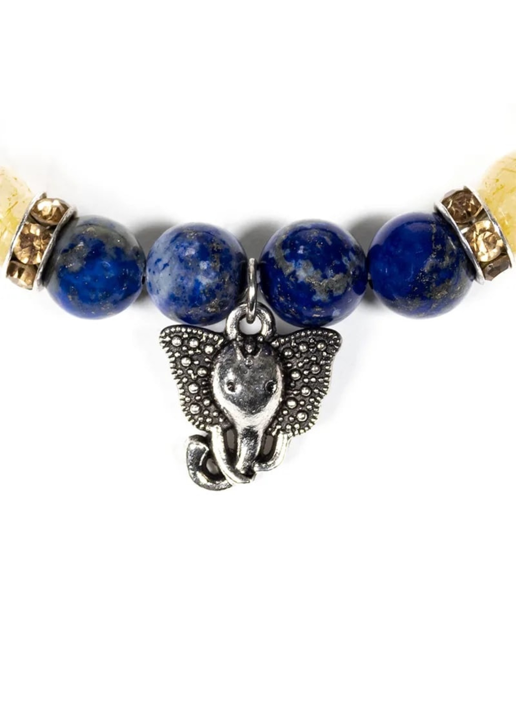 PuurSpirits Armband Lapis Lazuli/Rutielkwarts met Ganesha