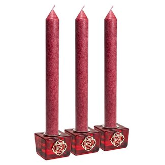 PuurSpirits Wortelchakra Kaarshouders - Set van 3 + Kaarsen