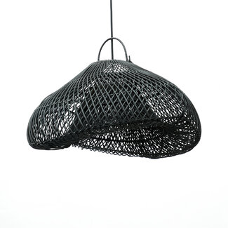 De Cloud Hanglamp - 60x60x35cm - Zwart - Rotan