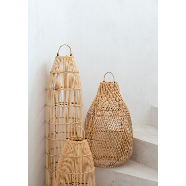 De Fish Trap Hanglamp/Vloerlamp - 23x90cm - Naturel - Rotan