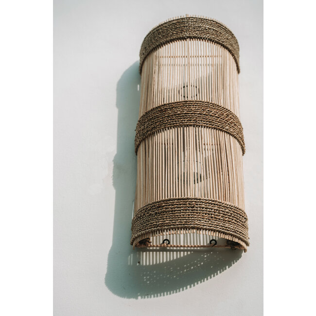 De Jalal Applique Muurlamp - 25x15x50cm - Naturel - Rotan