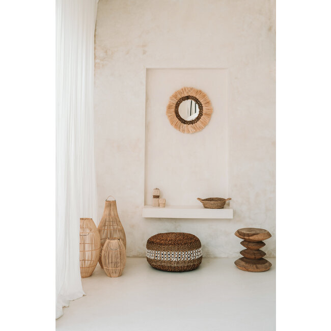 De Zuri Hanglamp/Vloerlamp - 35x35x60cm - Naturel - Rotan