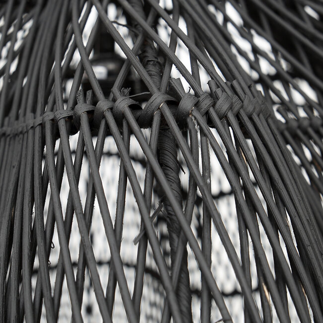Rotan Hanglamp - 110x110x80 - Zwart - Rotan