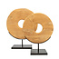 De Teak Disc op Stand - 48x15x60cm - Naturel - Teakhout/Metaal