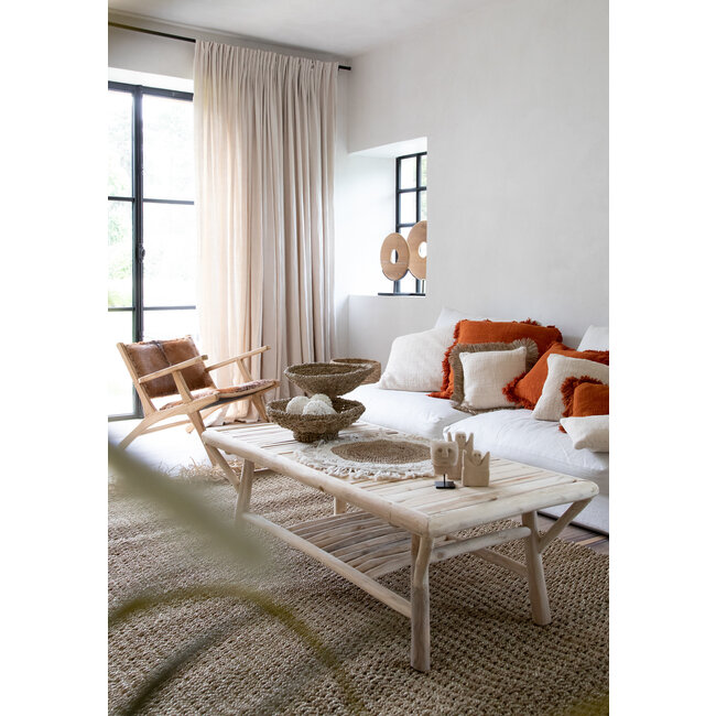 De Teak Disc op Stand - 38x12x50cm - Naturel - Teakhout/Metaal