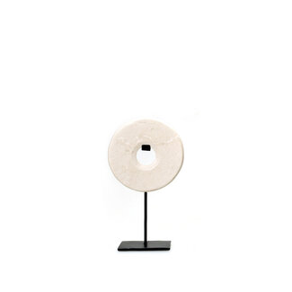 De Marmeren Disc op Stand - 15x7x25cm - Wit - Marmer