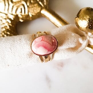 PuurSpirits Ring Rhodochrosiet Verguld - Verstelbaar