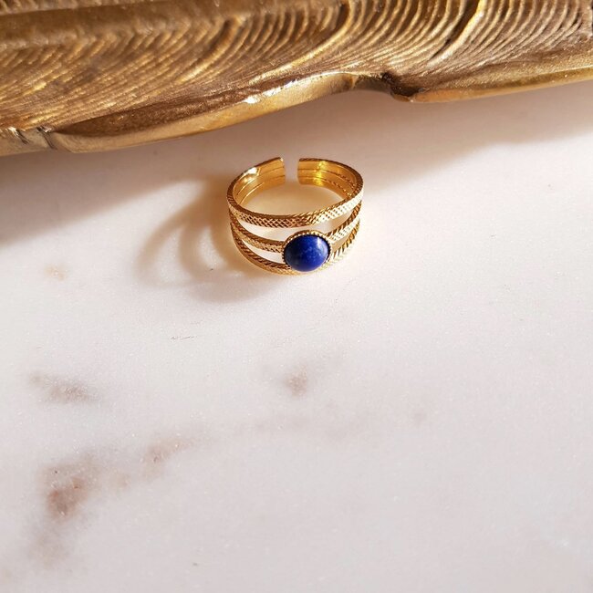 Ring Lapis Lazuli Edelsteen 24 Karaats Verguld