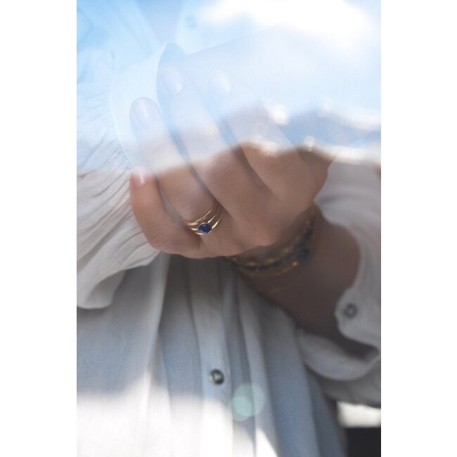 Ring Lapis Lazuli Edelsteen 24 Karaats Verguld