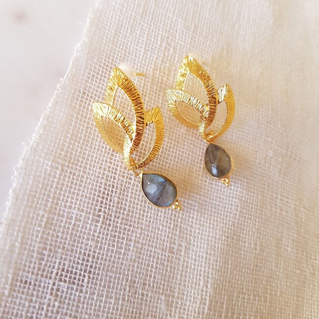 PuurSpirits Labradoriet Oorbellen - Neree