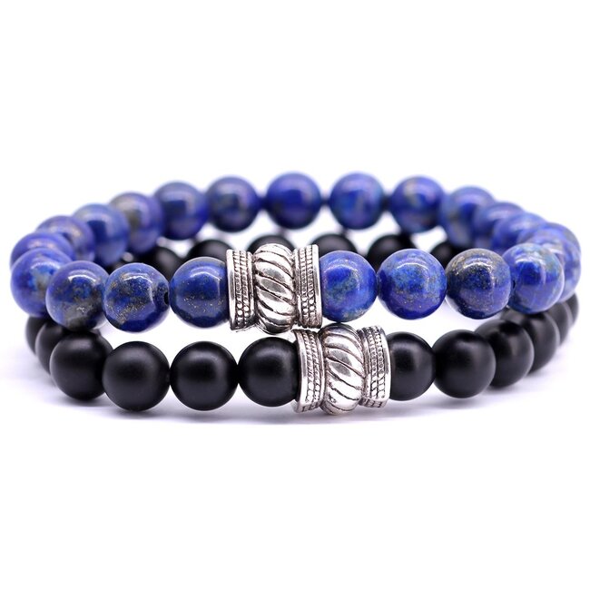 PuurSpirits Armbanden Set Lapis Lazuli/Zwarte Onyx