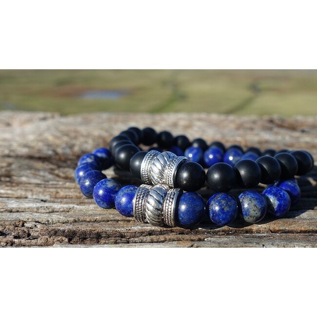 PuurSpirits Armbanden Set Lapis Lazuli/Zwarte Onyx