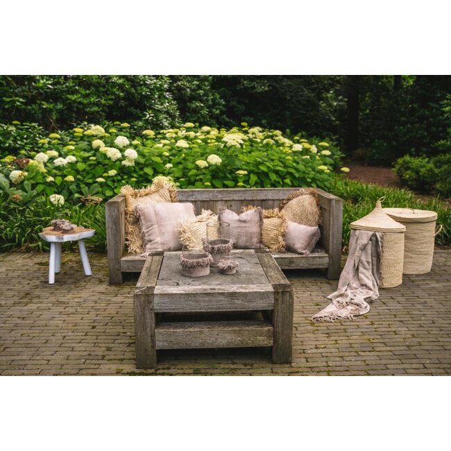 De Organic Bijzettafel - 45x45x40cm - Naturel/Wit - Teakhout