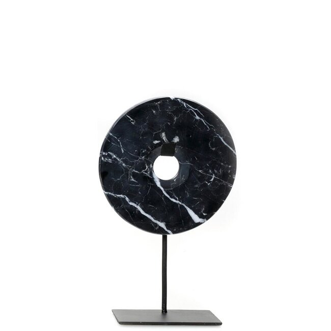 De Marmeren Disc op Stand - Zwart - M - 20x9x35 cm