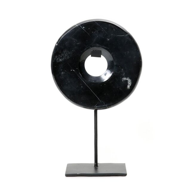 De Marmeren Disc op Stand - Zwart - M - 20x9x35 cm