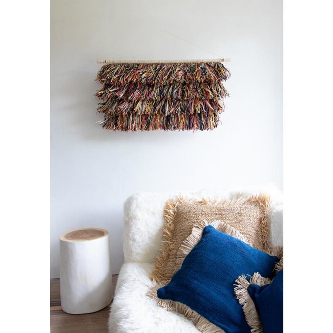 De Tribe Kruk - ø30x40cm - Naturel/Wit - Teakhout