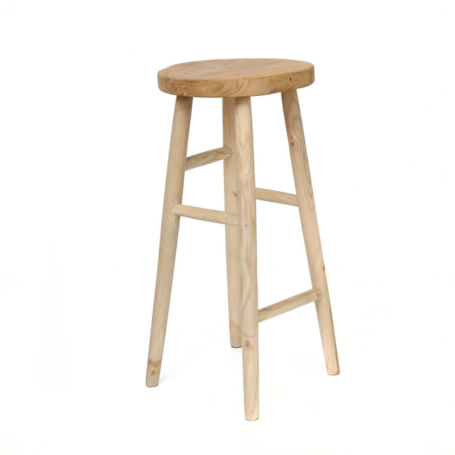 De Kedut Barkruk - 35x75cm - Naturel - Teakhout