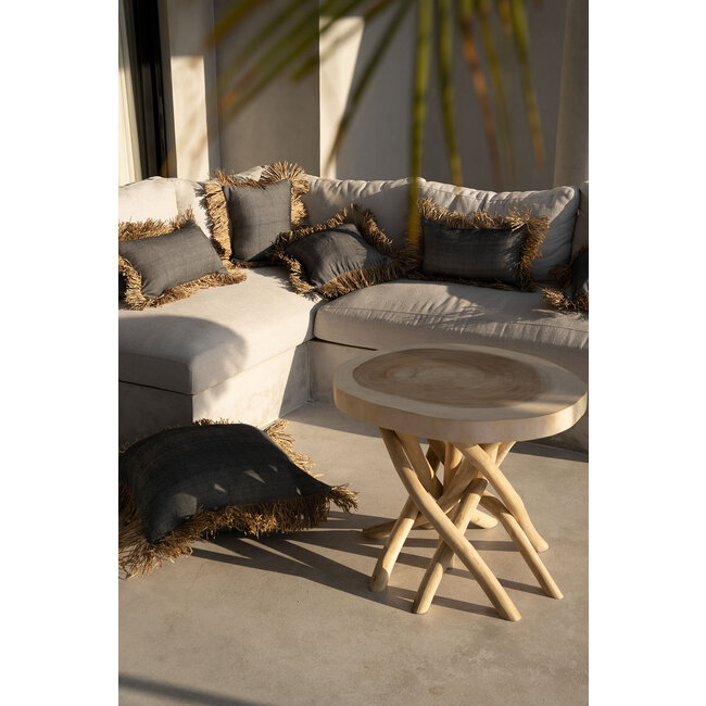 De Cotton Bonita Kussenhoes - Zwart Naturel - 40x40