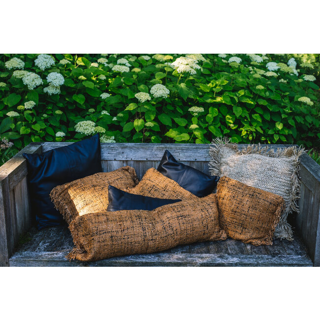 De Four Leather Panel Kussenhoes - Zwart - 40x40