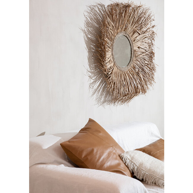 De Four Panel Leather Kussenhoes - Camel - 60x60