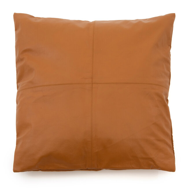 Bazar Bizar De Four Panel Leather Kussenhoes - Camel - 60x60