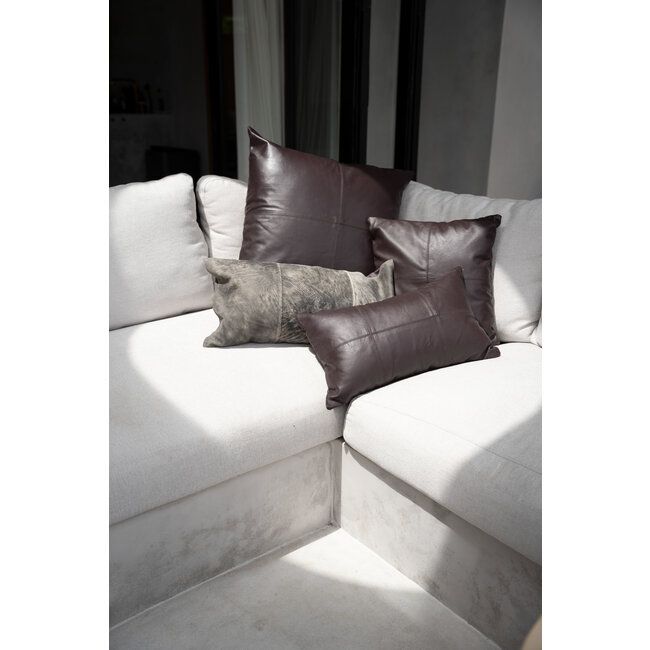 De Four Panel Leather Kussenhoes - Chocolade - 40x40