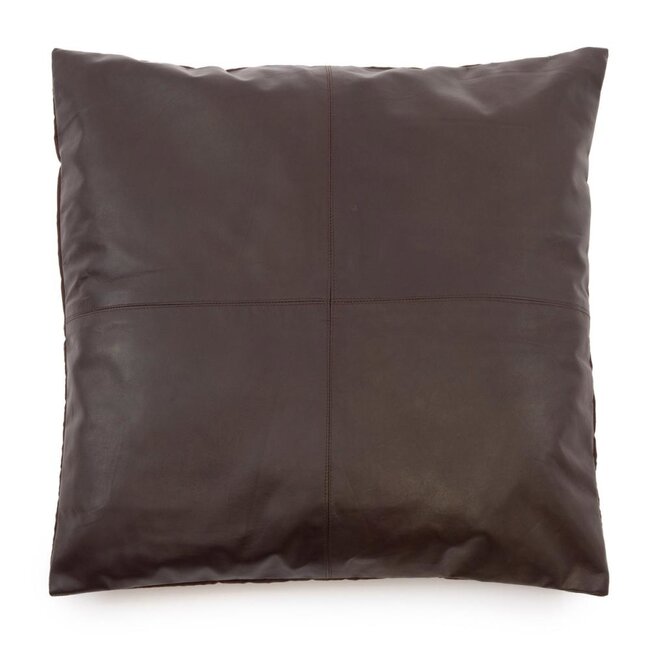 Bazar Bizar De Four Panel Leather Kussenhoes - Chocolade - 60x60