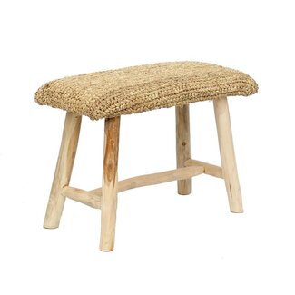 De Raffia Bank - 60x28x45cm - Naturel - Teakhout