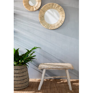 De Raffia Bank - 60x28x45cm - Naturel - Teakhout